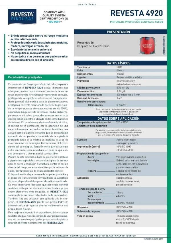 Pintura Intumescente Proteccion Contra Fuego Blanco Mate 1l - Imagen 2