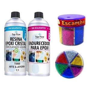 Kit Resina Arte & Joyeria + Glitter Neón Ecopint
