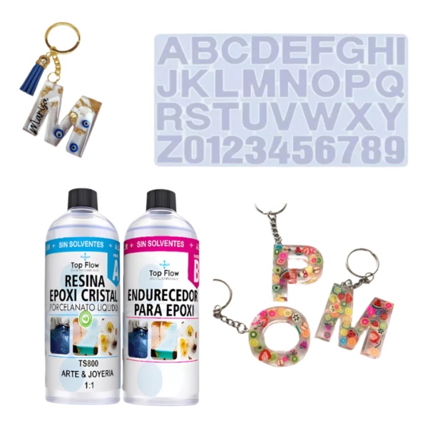 Kit Molde Abecedario Grande + Resina Arte&joyeria 600 Ml 1:1