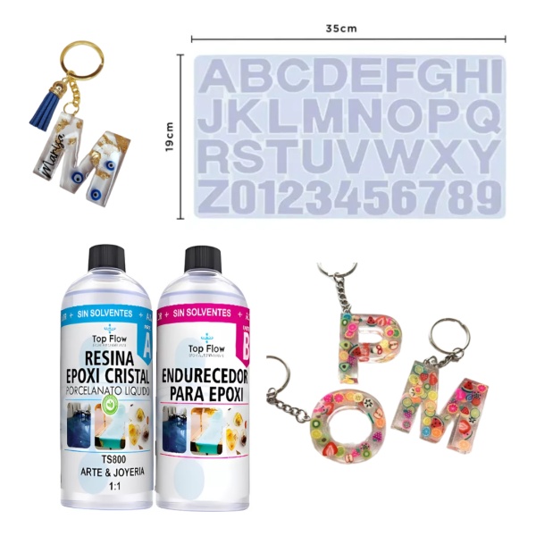 Kit Molde Abecedario Grande + Resina Arte&joyeria 600 Ml 1:1 - Imagen 2