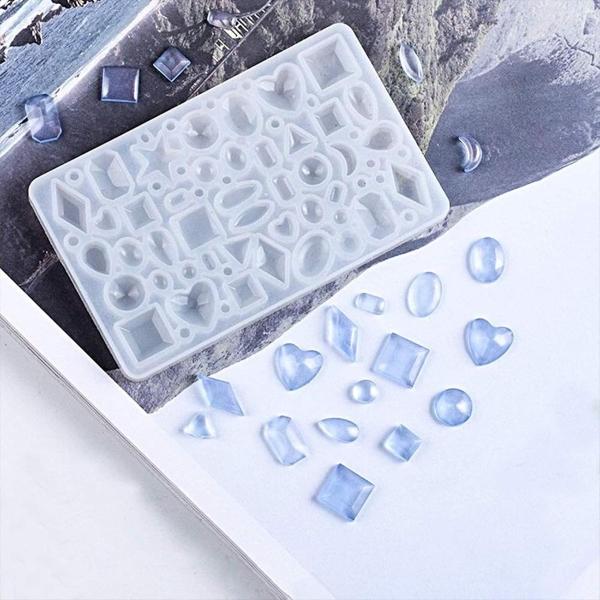 Molde Silicona 4868 Mini Gemas + Kit Resina 1:1 600 Ml - Imagen 9