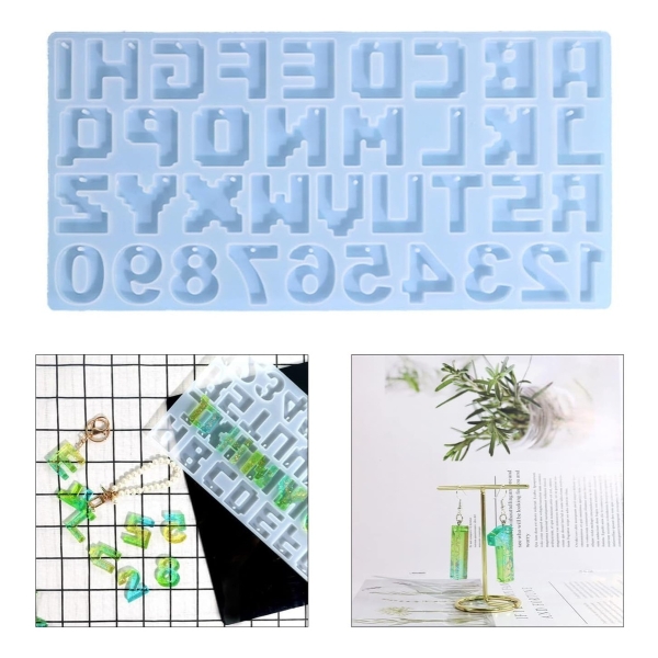 Molde De Silicona Abecedario Letras Para Llavero Resina - Imagen 5