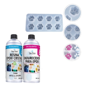 Molde 4863 Silicona Pata De Gato + Kit De Resina 600 Ml