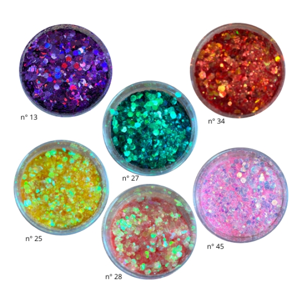 Kit 6 Glitter Brillantina Holografica 10 Grs Para Resina - Imagen 13