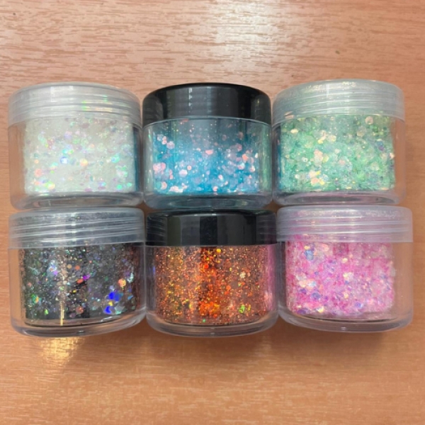 Kit 6 Glitter Brillantina Holografica 10 Grs Para Resina - Imagen 42