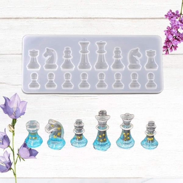 Kit Molde Silicona 4869 Piezas Ajedrez + Resina Arte 600 - Imagen 2