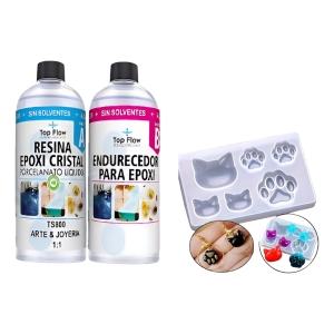 Kit Molde Silicona 4860 Pata Mini Gato + Resina Arte 600