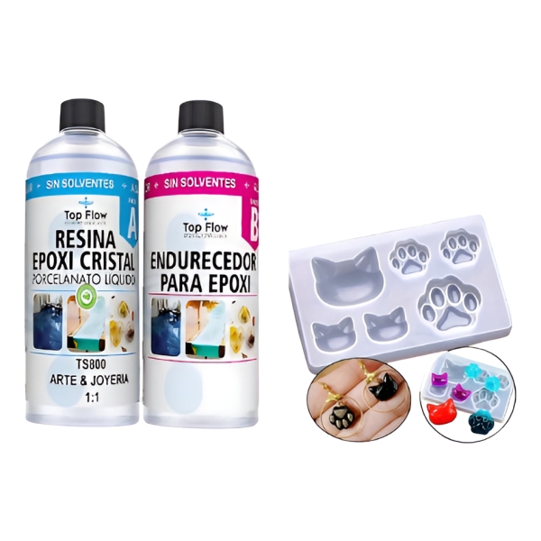 Kit Molde Silicona 4860 Pata Mini Gato + Resina Arte 600