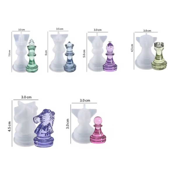 Kit Molde Silicona 4862 Piezas De Ajedrez 6 Pzs + Resina 600 - Imagen 2