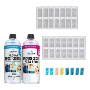 Molde Silicona 4858 Piezas De Dominó + Resina 600 Ml
