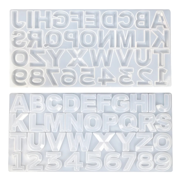 Kit Molde 4859 Silicona Abecedario Biselado + Resina 600 Ml - Imagen 3