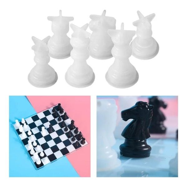 Kit Molde Silicona 4862 Piezas De Ajedrez 6 Pzs + Resina 600 - Imagen 5