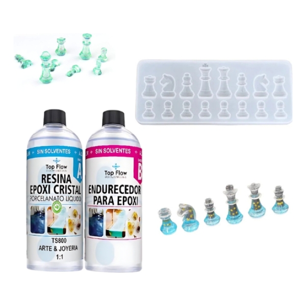Kit Molde Silicona 4869 Piezas Ajedrez + Resina Arte 600