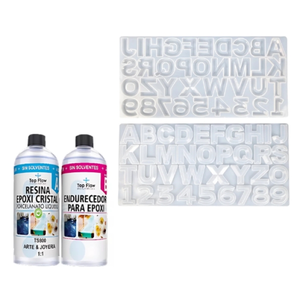 Kit Molde 4859 Silicona Abecedario Biselado + Resina 600 Ml
