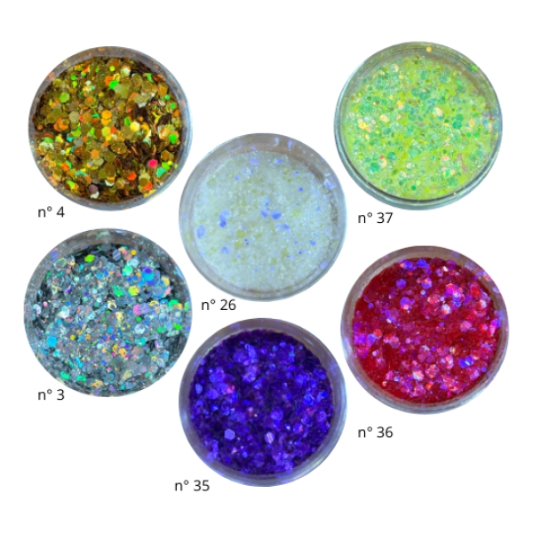 Kit 6 Glitter Brillantina Holografica 10 Grs Para Resina - Imagen 19