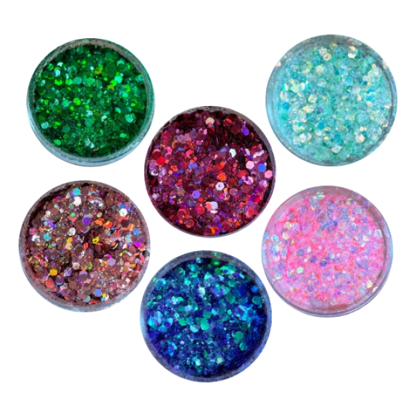 Kit 6 Glitter Brillantina Holografica 10 Grs Para Resina - Imagen 43