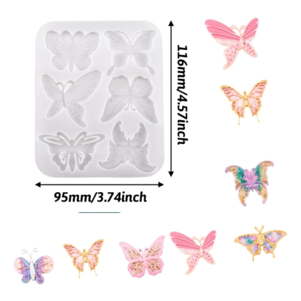 Kit Molde De Silicona 4861 Mariposas + Resina 600 Ml - Imagen 2