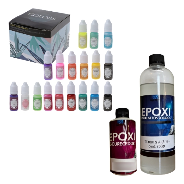 Resina Piso Y Mesada 1kg + Caja Pigmento Liquido