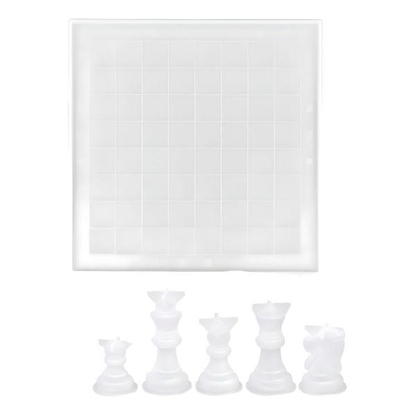 Molde De Silicona Tablero Y Piezas De Ajedrez 1447 Ecopint