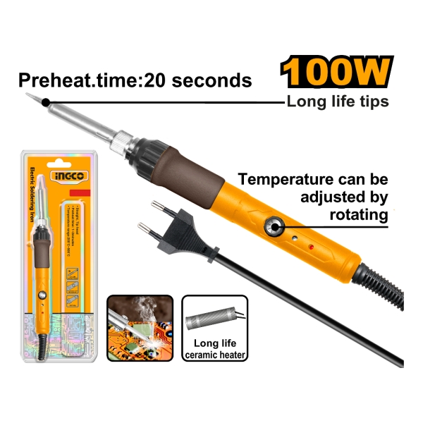Soldador Lapiz Estaño 100w Temp Ajustable Ingco Si0110831 - Imagen 3