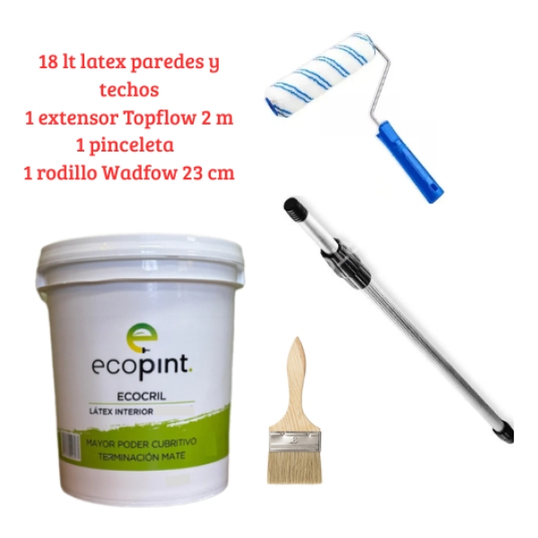 Latex Paredes Y Cielos Raso 18 Litros Blanco + Set Pintor - Imagen 2