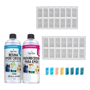 Molde Silicona 4858 Piezas De Dominó + Resina 600 Ml