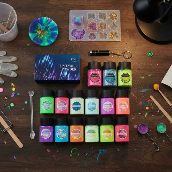 Pigmento En Polvo Fotolumiscente Set 15 (12+3 Glitter) - Imagen 6
