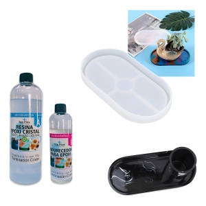 1 Kg De Resina 3:1 + Molde Silicona Bandeja Ovalada Ecopint