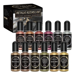 Set 12 Pigmentos Liquido Metálico Al Alcohol 10 Ml -topflow