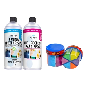 Kit Resina Arte & Joyeria + Glitter Neón Ecopint