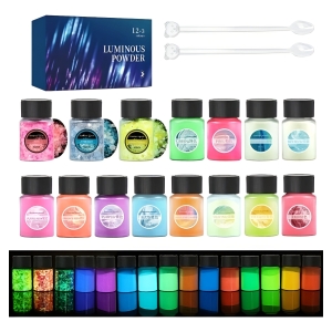 Pigmento En Polvo Fotolumiscente Set 15 (12+3 Glitter)