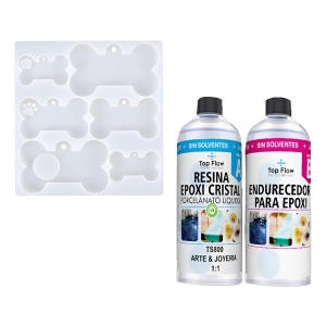 Resina Epoxi Cristal Topflow 600g Con Molde De Hueso Ecopint