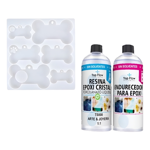 Resina Epoxi Cristal Topflow 600g Con Molde De Hueso Ecopint