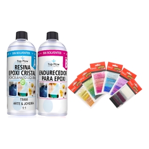 Resina Arte & Joyeria 600 Ml + 6 Packs Glitter Degradado