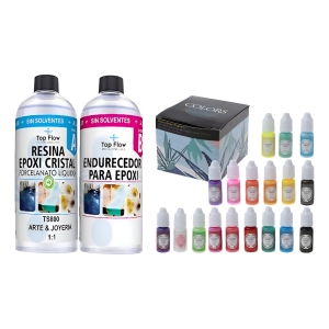 Resina Arte & Joyeria 2 Lt + Caja Pigmento Liquido Ecopint