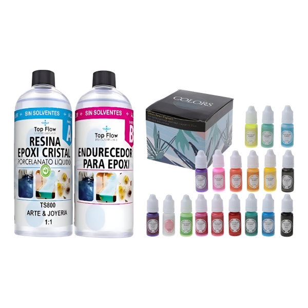 Resina Arte & Joyeria 2 Lt + Caja Pigmento Liquido Ecopint