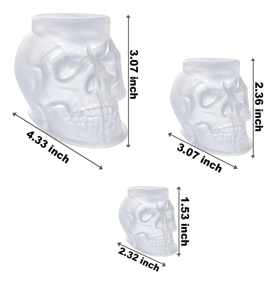 Set De Moldes De Silicona De Calavera 3 Tamaños Para Resina - Imagen 2