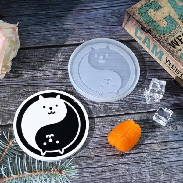 Molde Silicona Posavasos Gato Ying Yang + Resina Arte 600 Ml - Imagen 3