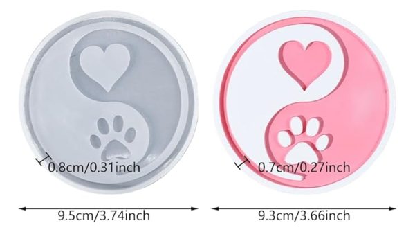 Molde Silicona Posavasos Gato Ying Yang + Resina Arte 600 Ml - Imagen 2