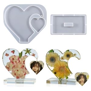 Molde Para Resina, Portarretratos Corazón Con Base