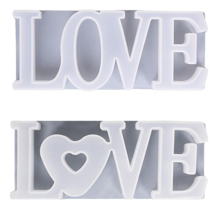 Set 2 Moldes Love Silicona + 1 Kg Resina Cristal 3:1 - Imagen 3