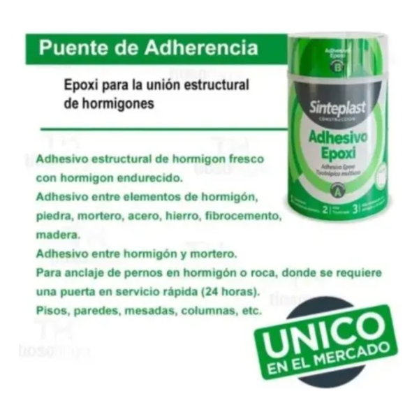 Adhesivo Epoxi Sinteplast 1 Kg (a+b) Tixotrópico Multiuso - Imagen 2