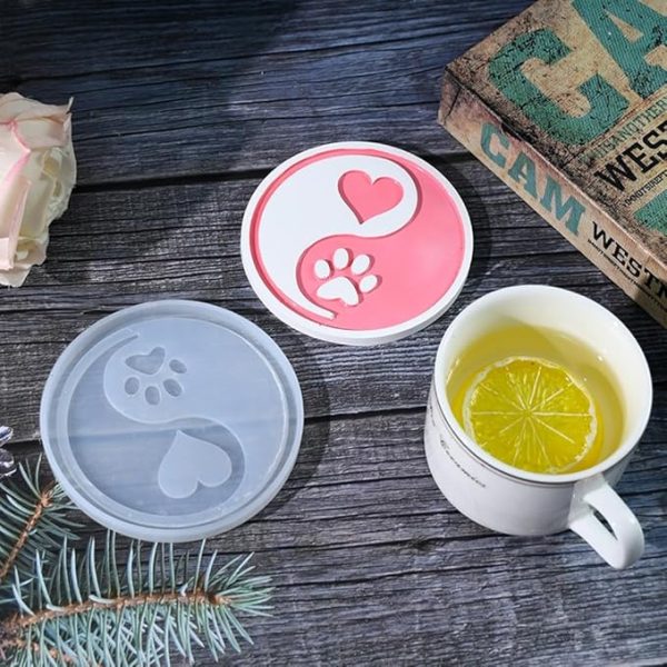 Molde Silicona Posavasos Gato Ying Yang + Resina Arte 600 Ml - Imagen 5