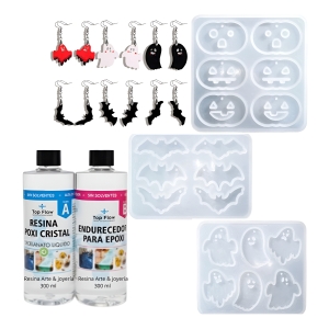 3 Moldes Silicona Caravanas Halloween + Resina 1:1 600 Ml