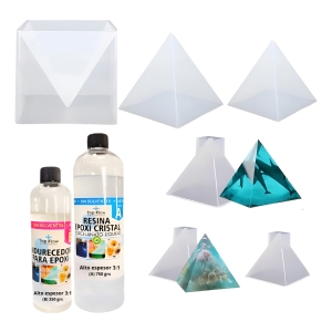 Resina Alto Espesor 1 Kg + Set 6 Molde 1452 Pirámide Ecopint