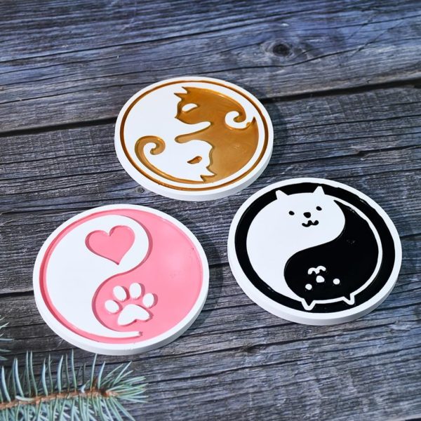 Molde Silicona Posavasos Gato Ying Yang + Resina Arte 600 Ml - Imagen 6