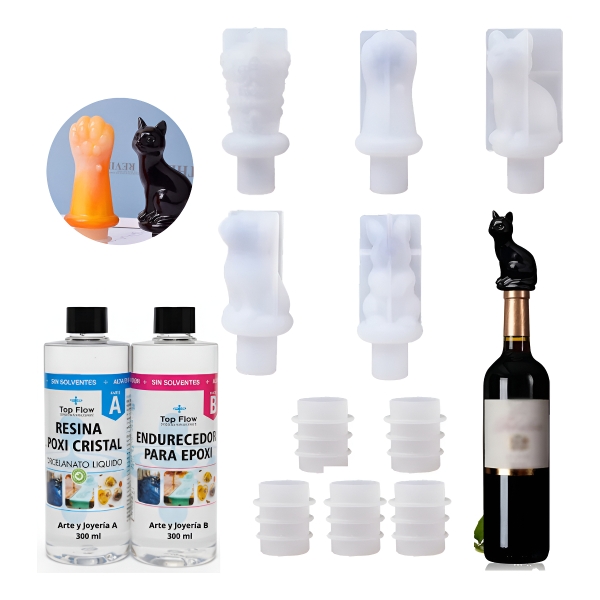 Moldes Silicona Tapón De Botella Vino 10p + Resina 1:1 600ml