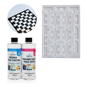 Molde De Silicona Puzzle Rompecabezas + Resina Arte 600 Ml