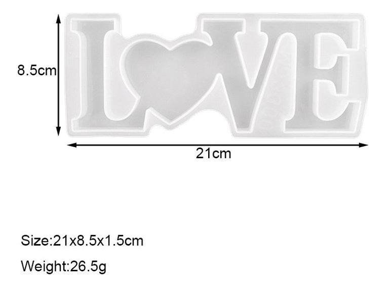 Set 2 Moldes Love Silicona + 1 Kg Resina Cristal 3:1 - Imagen 2