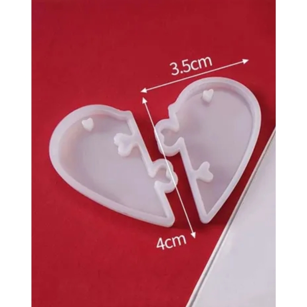 Molde Silicona Corazón Partido Colgante Parejas Para Resina - Imagen 3
